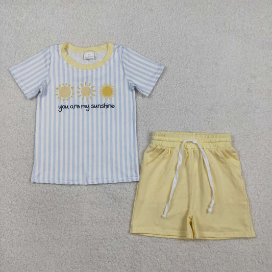 You are my sunshione top matching shorts boys summer outfit