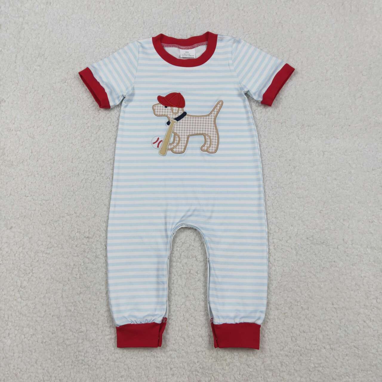 Toddle baby short sleeve embroidery baseball romper