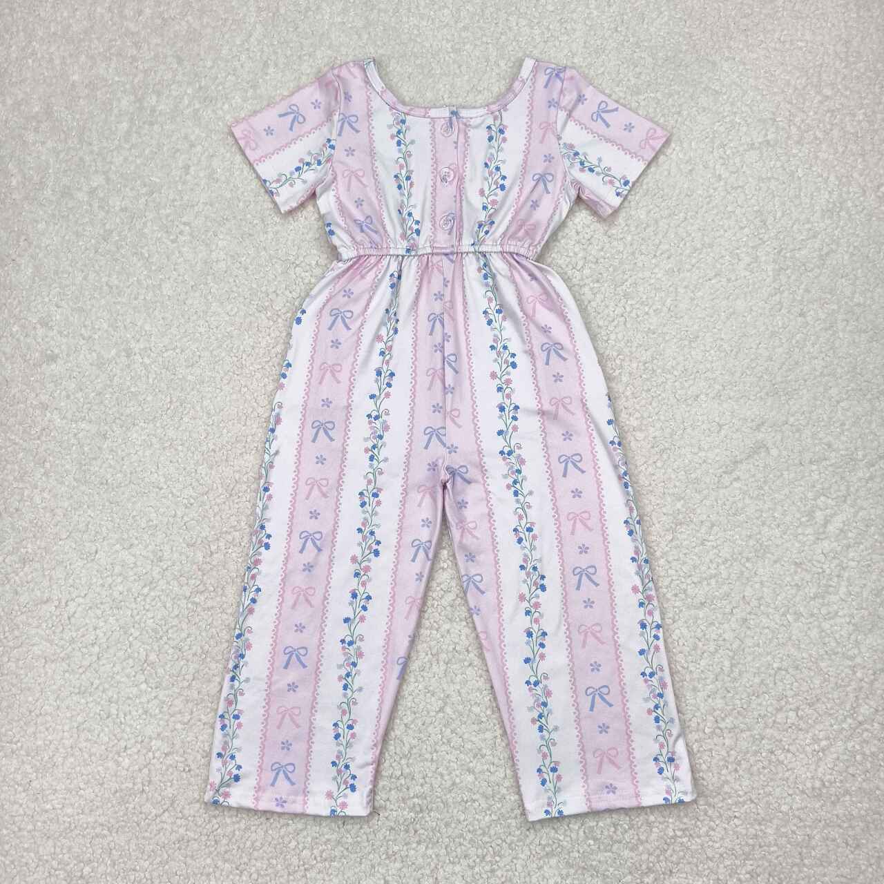 Toddle girls floral bow wide leg jumpsuit