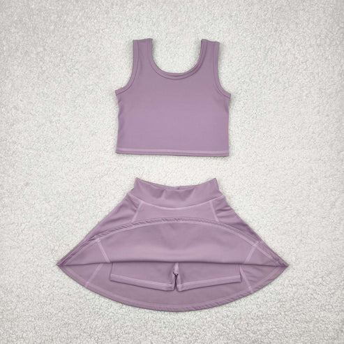 Baby girls royal active wear athletic summer yoga skirt outfit