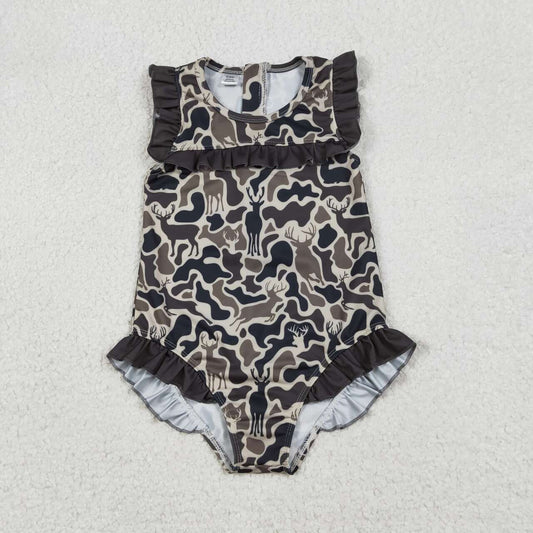 Toddle girls camo deer print one piece  swimsuit