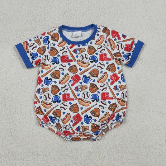 Baseball design girls summer romper