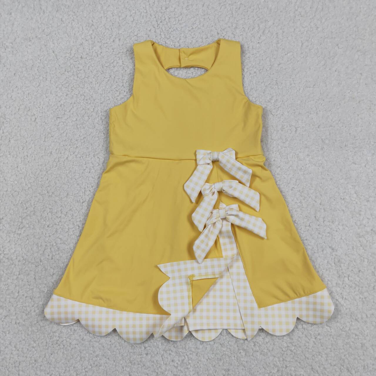 Yellow bow baby girls summer yoga dress