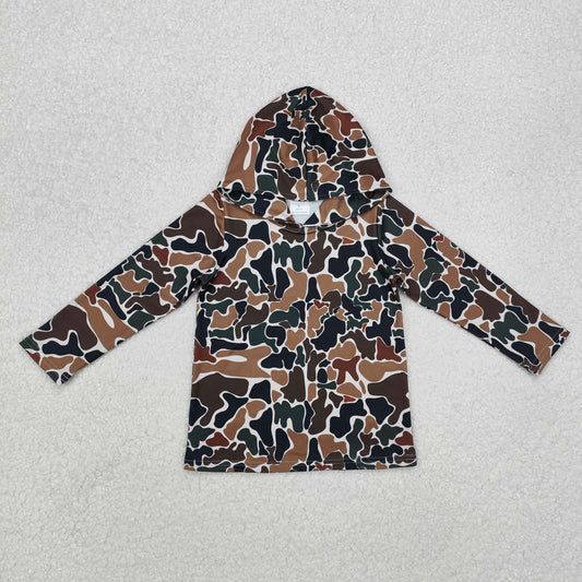 Baby Boy Green Brown Camo Long Sleeve Hoodie Pullover