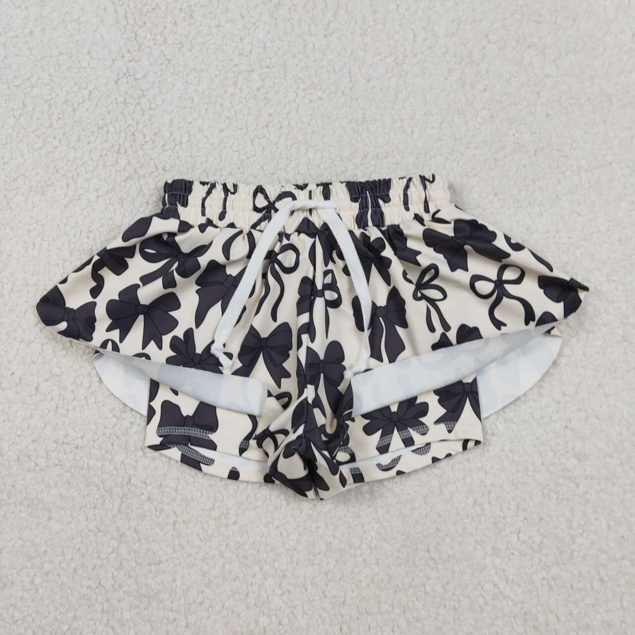 Toddle baby girls black bow yoga shorts