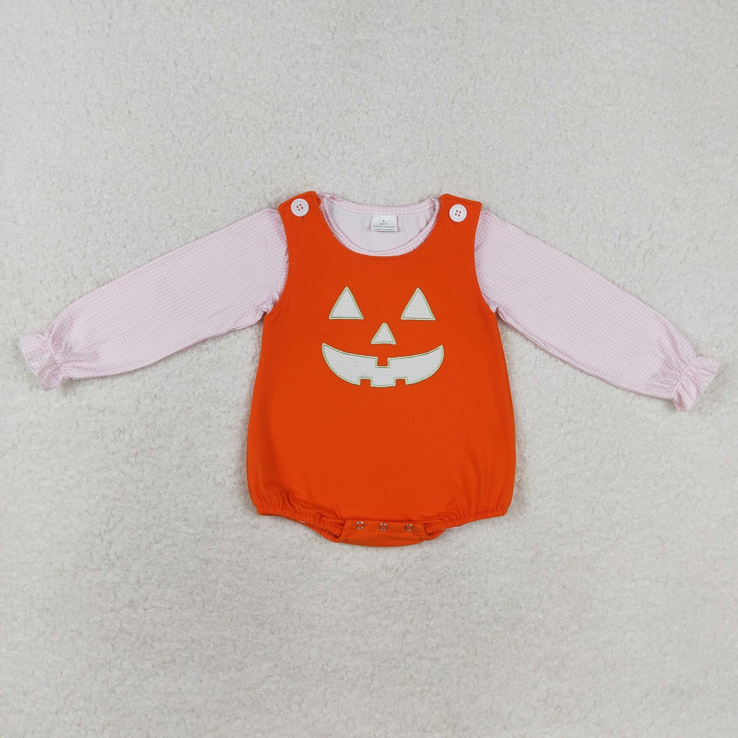 toddle kids pink top halloween embroidery  pumpkin romper 2pcs clothes