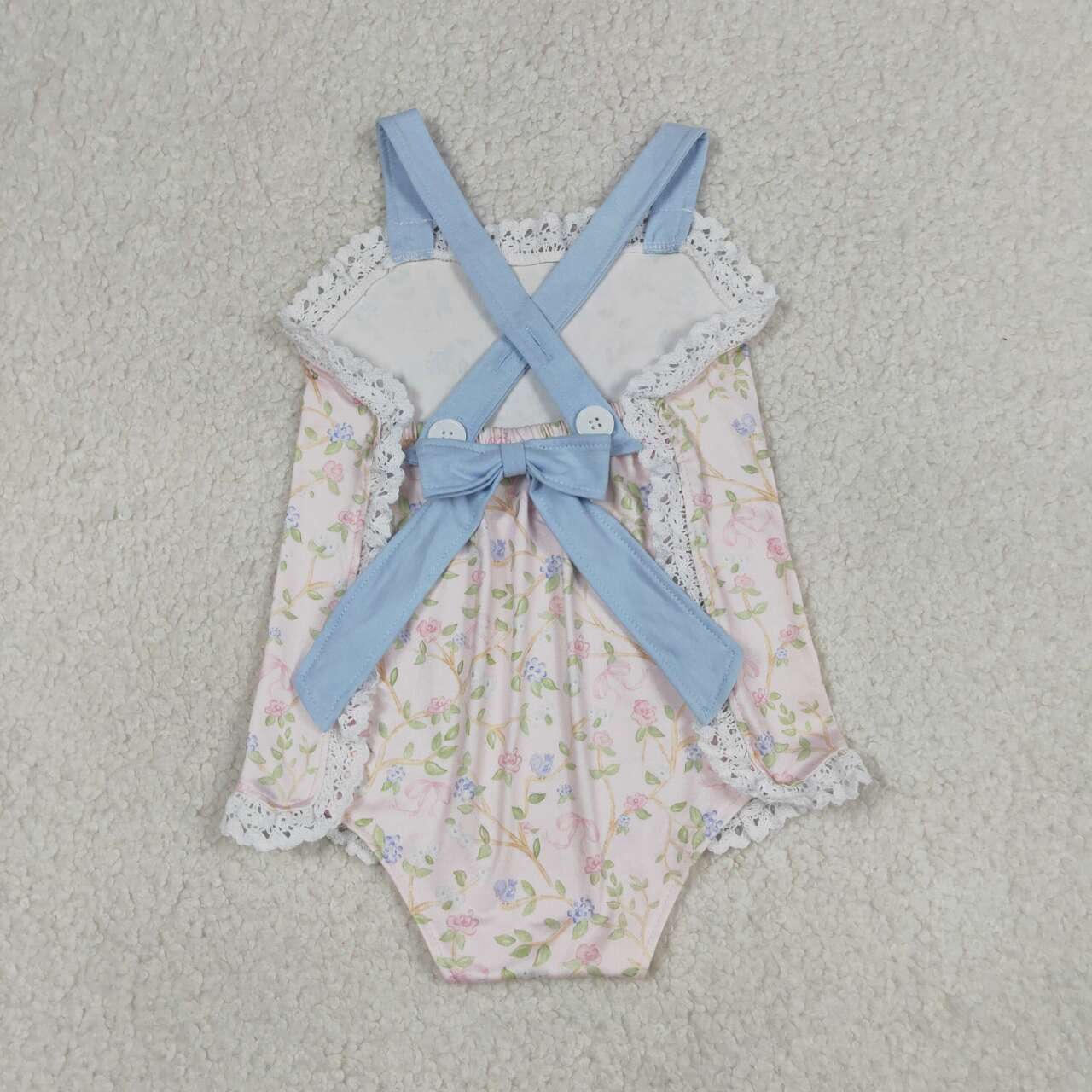Toddle baby girl blue pink floral design romper