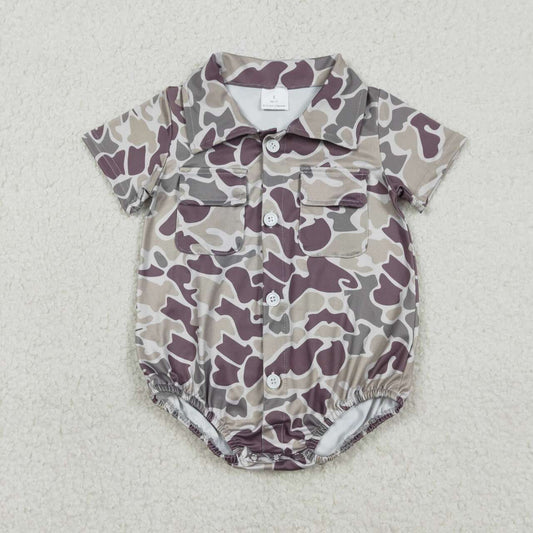 Dark grey camo design toddle baby summer romper