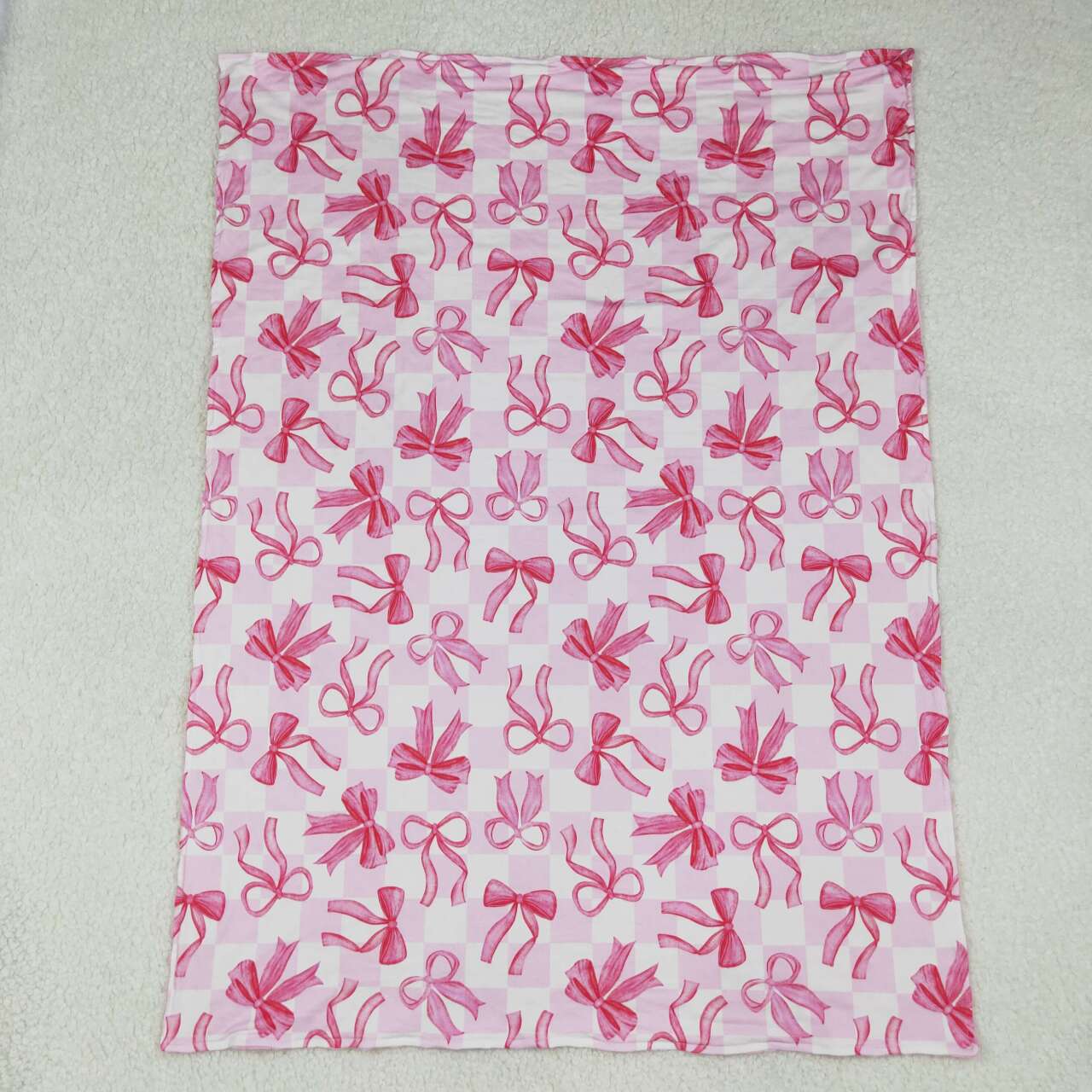 Toddle baby girls pink bow soft blanket