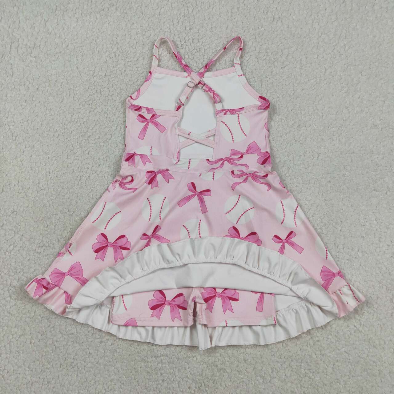 Baby girls pink bow baseball active wear athletic summer yoga skirt dress