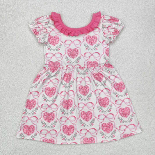 Valentines day pink bow baby girls dress