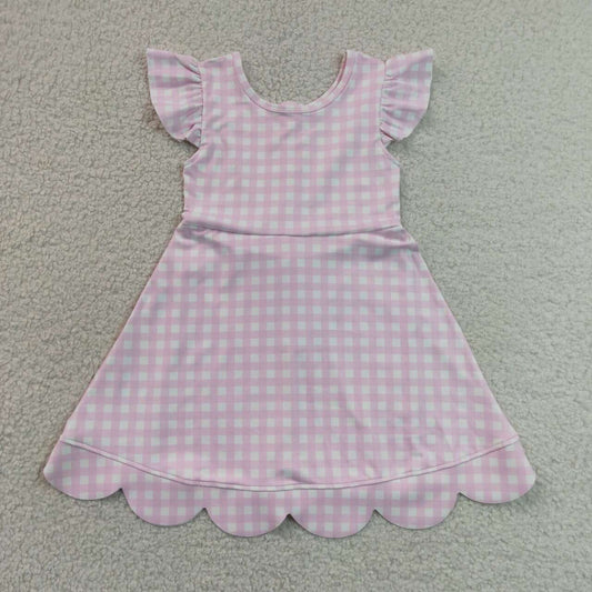 Toddle girls pink plaid design yoga dress