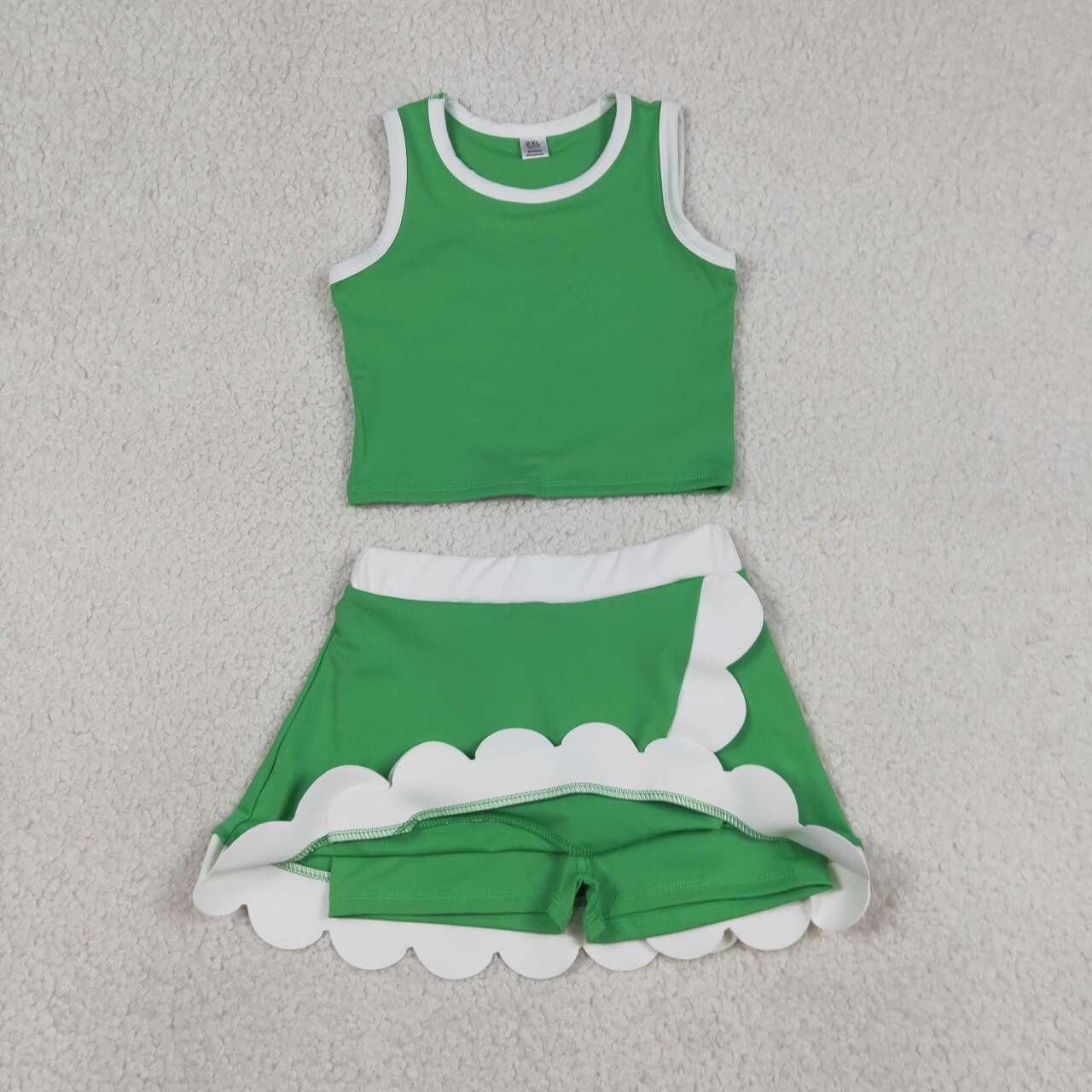 Green yoga top matching skorts girls summer outfit