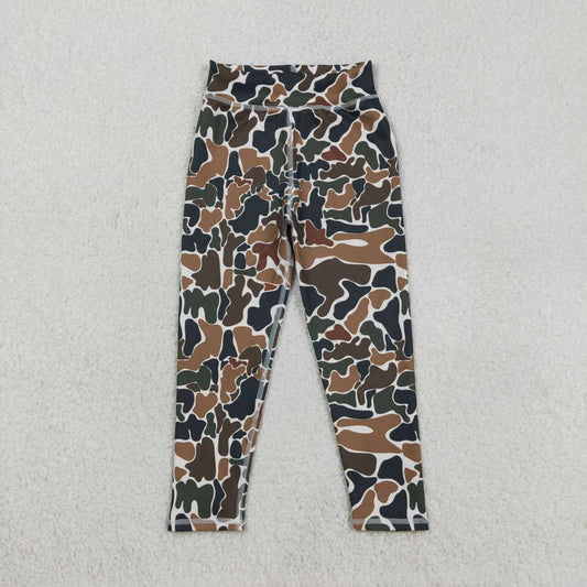 Toddle baby girls dark green camo active wear athletic legging pants