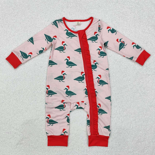 Toddle baby Christmas duck long sleeve bamboo zip romper