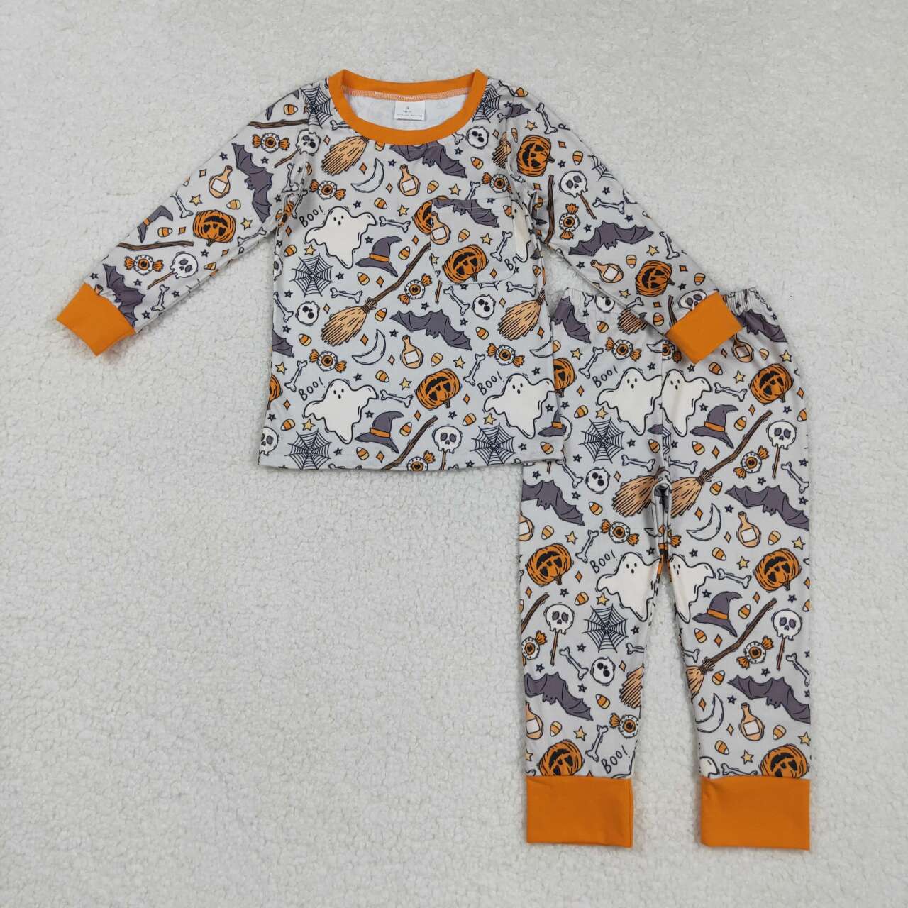 Halloween pumpkin ghost long sleeve fall winter pajama set clothes