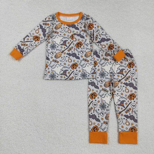 Halloween pumpkin ghost long sleeve fall winter pajama set clothes