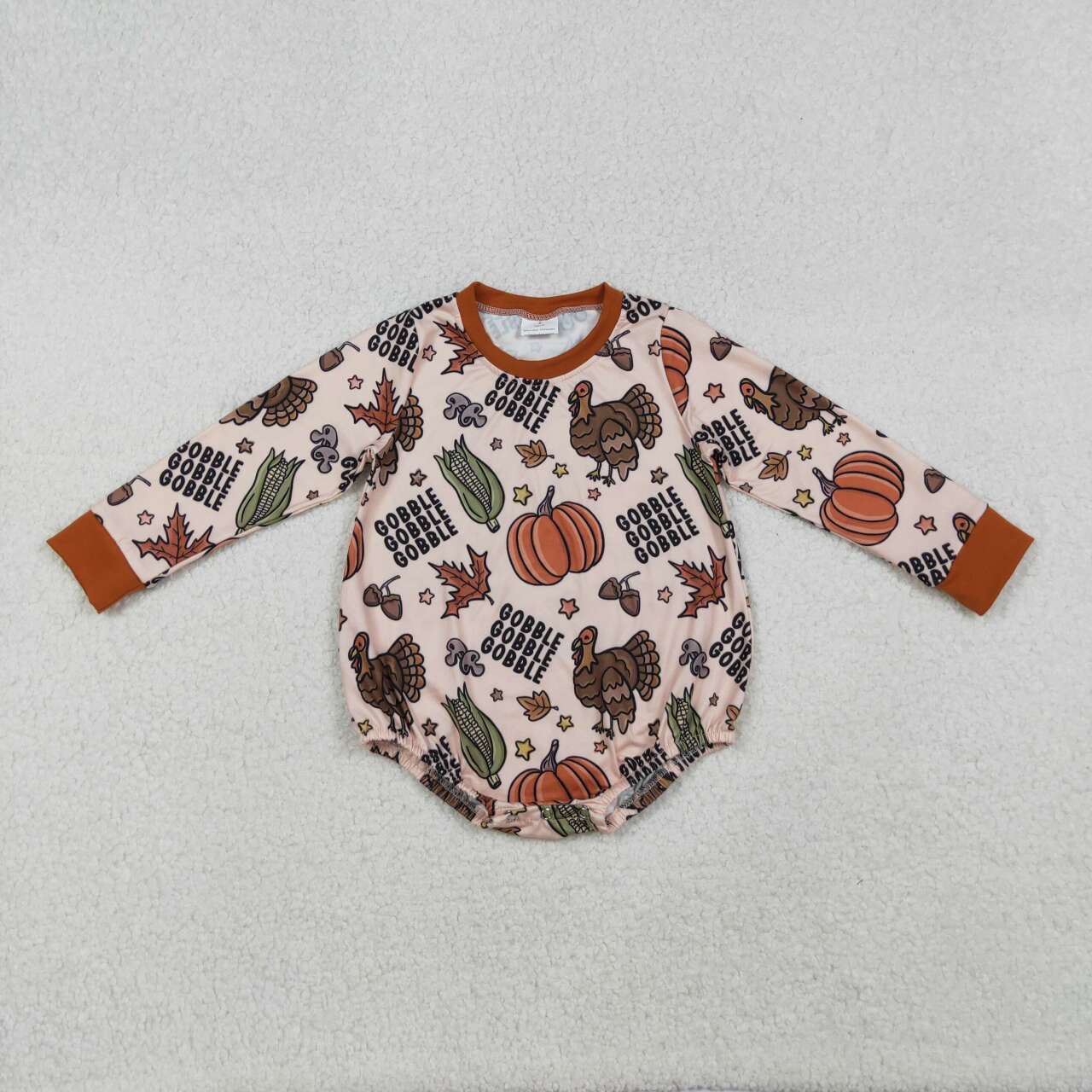 Thanksgiving turkey pumpkins infant baby long sleeve  romper