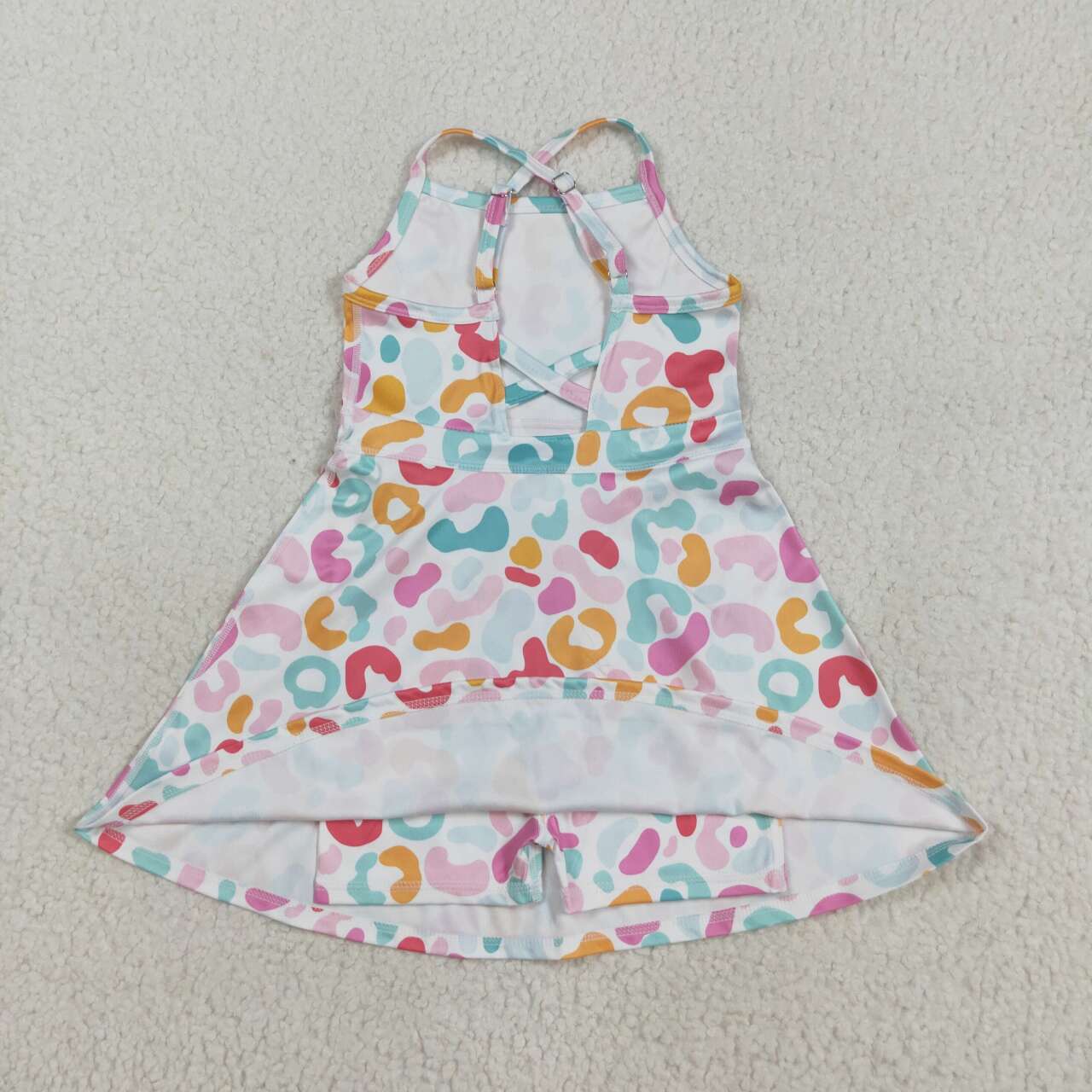 Baby girls colorful leopard active wear athletic summer yoga  dress