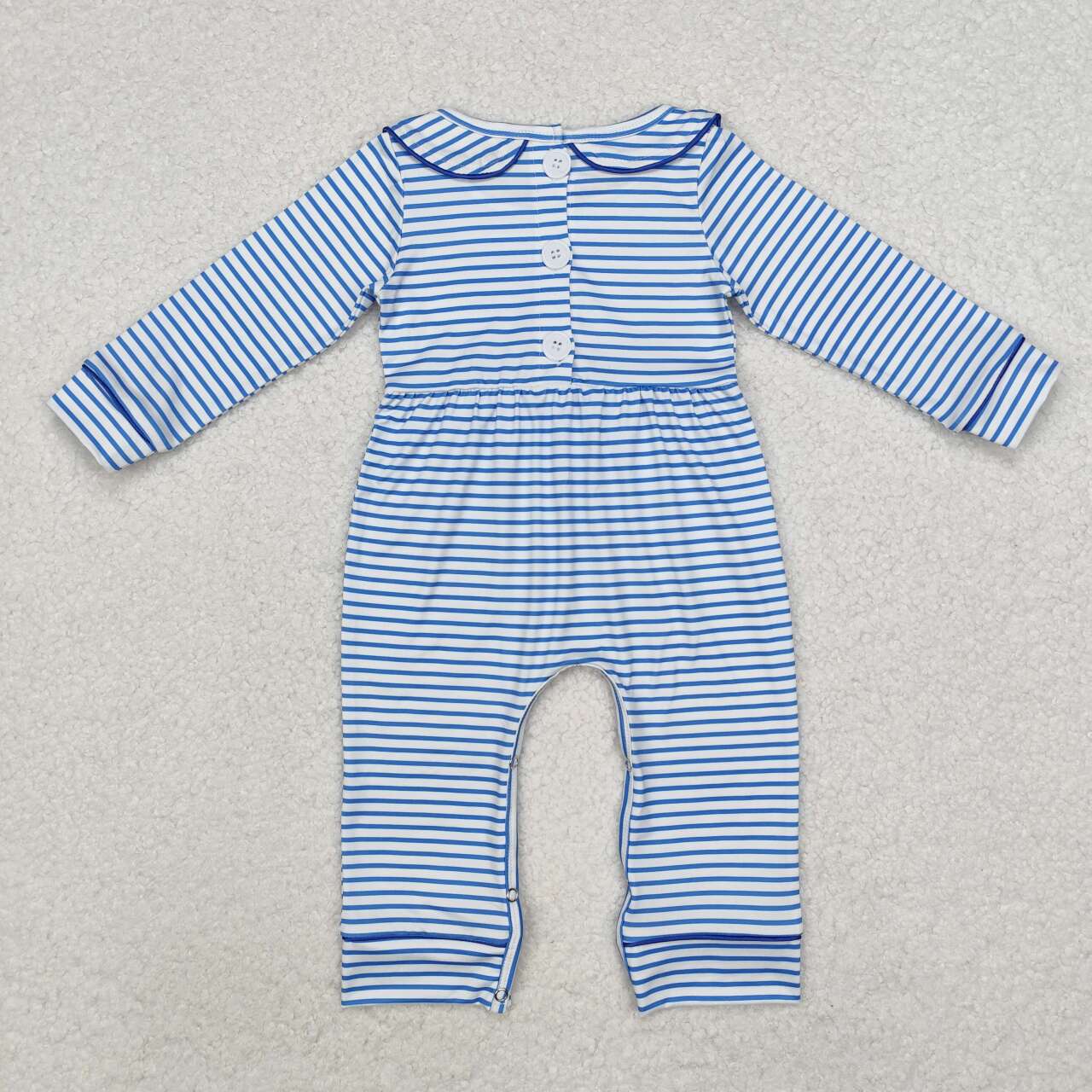 wholesalel toddle kids embroidery cute dog blue stripes romper