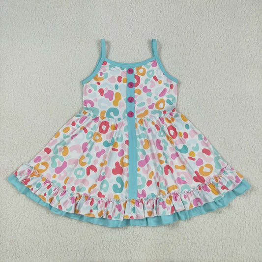 Colorful cheetah design girls summer dress