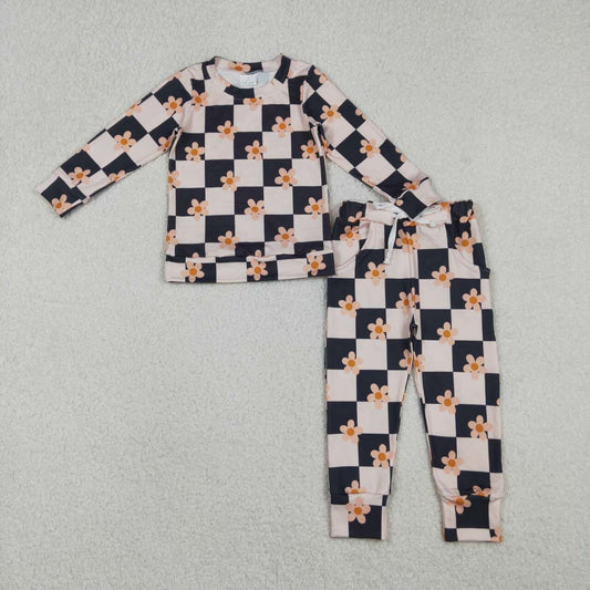 Flowers design girls long sleeve outfit