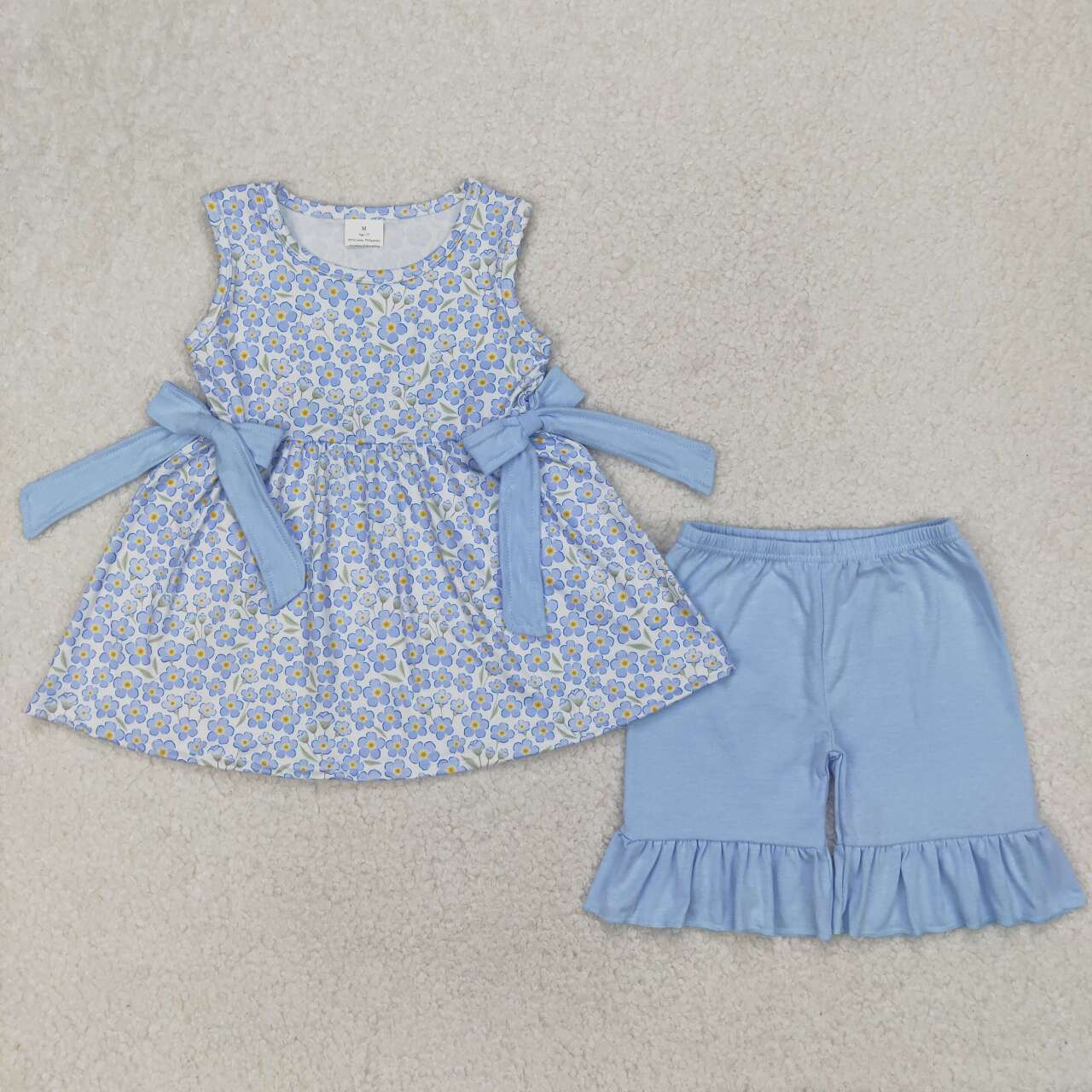 Baby girls blue flower summer outfit