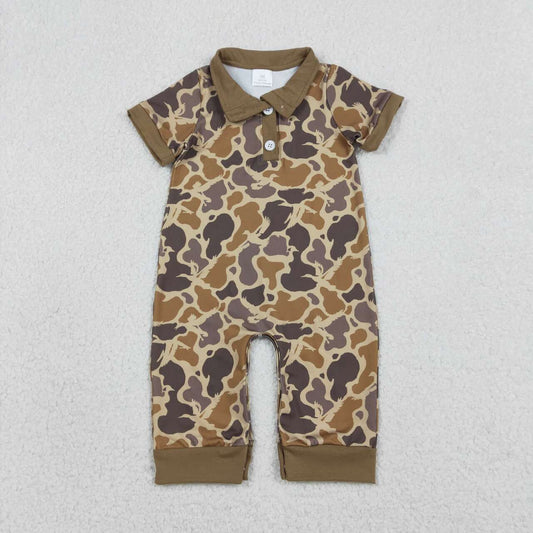 Camo toddle baby short sleeve polo romper