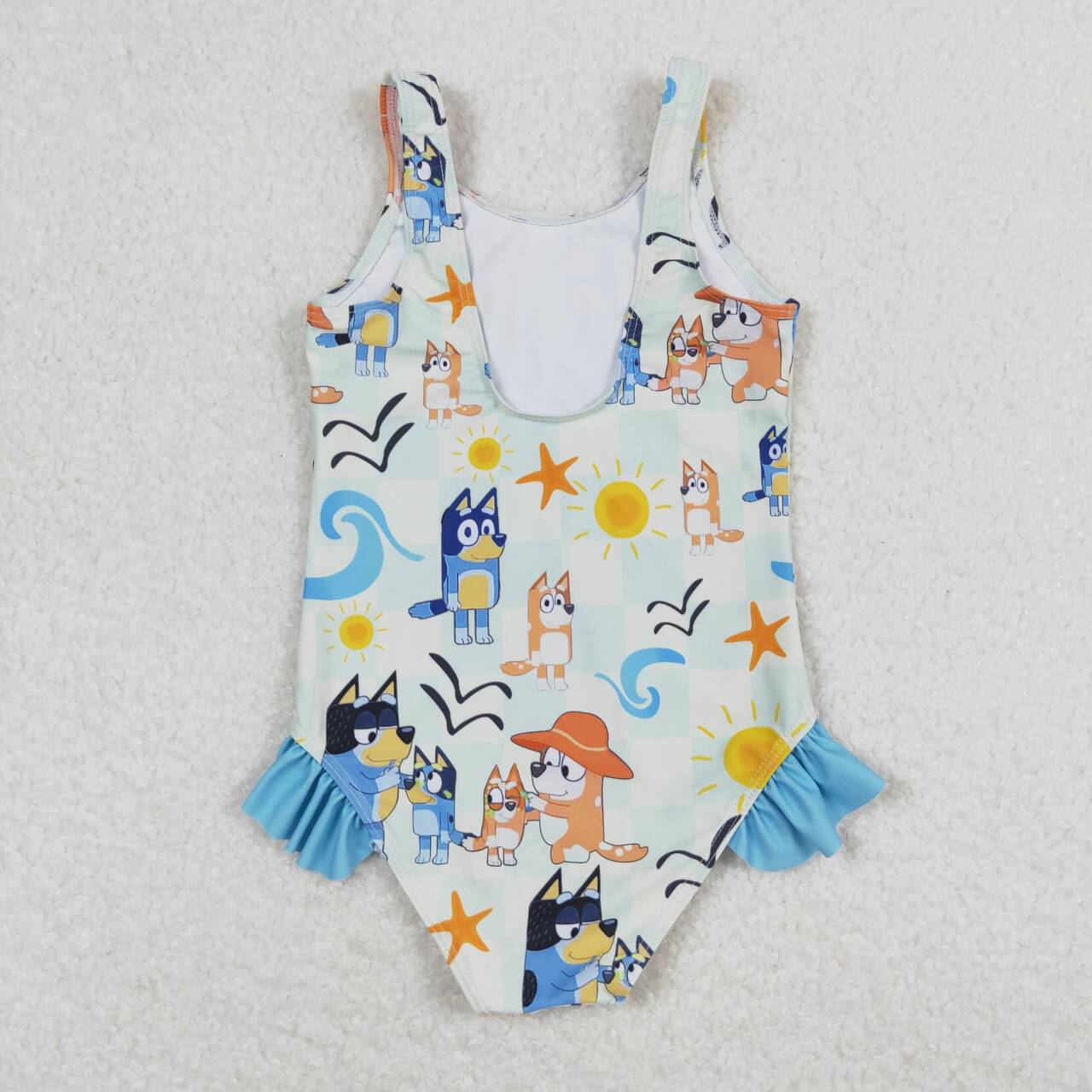 infant baby girls blue cartoon dog swimwear