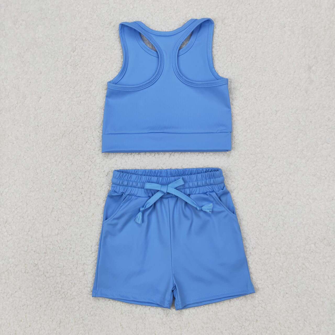 Baby girls blue two pieces active wear athletic summer yoga outfit