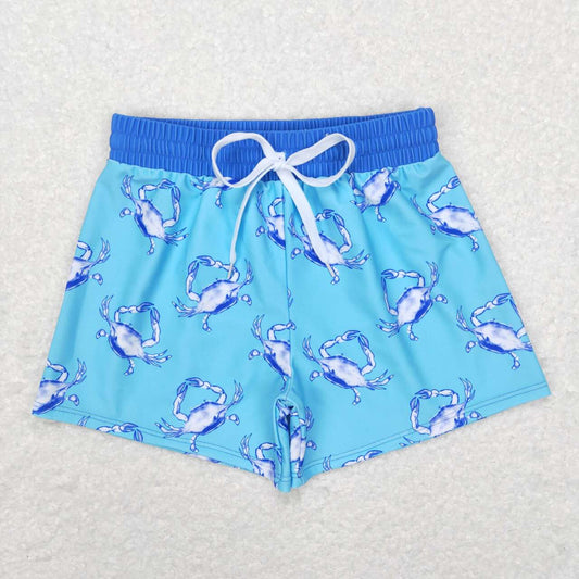 Boys blue crab summer swim trunks