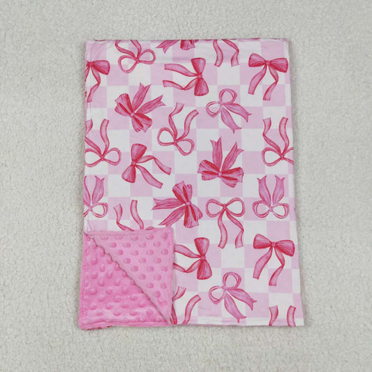 Toddle baby girls pink bow soft blanket
