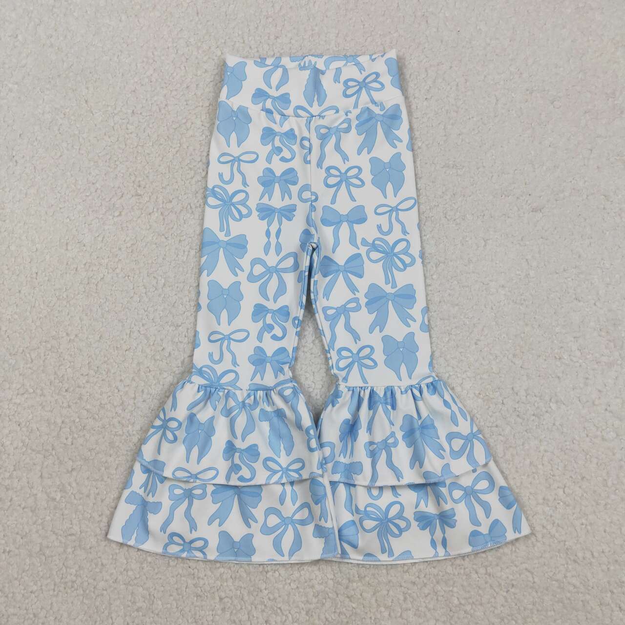 baby girls blue bow design yoga ruffle leggings pants
