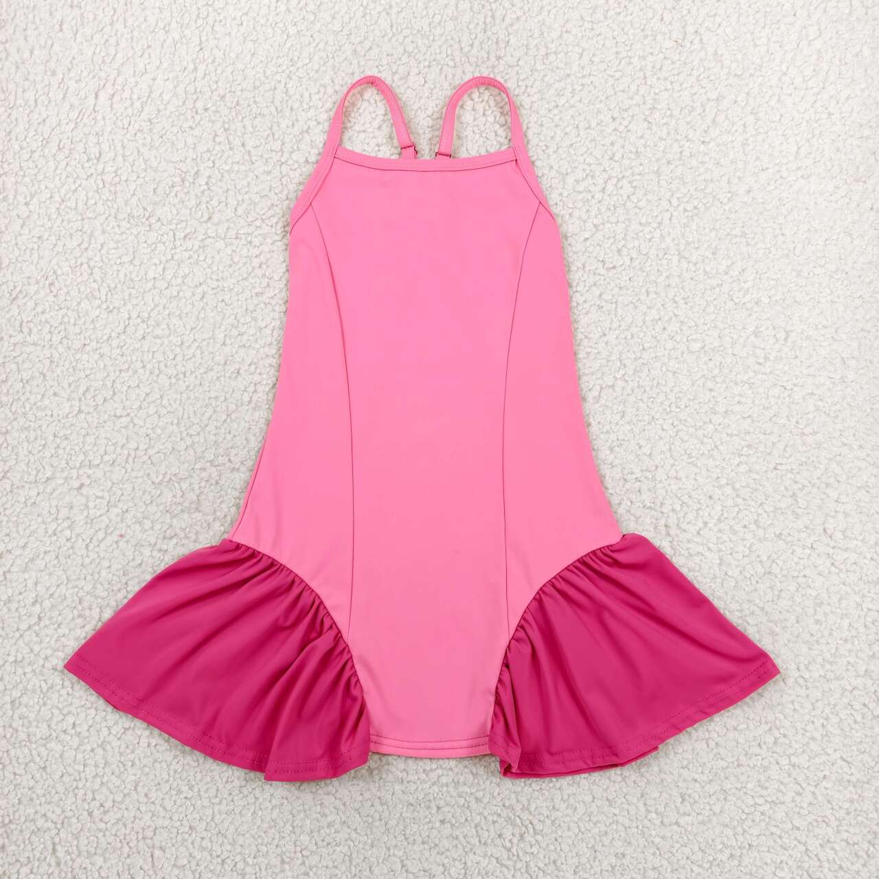 Hot pink color girls summer yoga dress