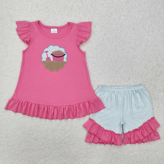Baby girls embroidery design summer beach outfit