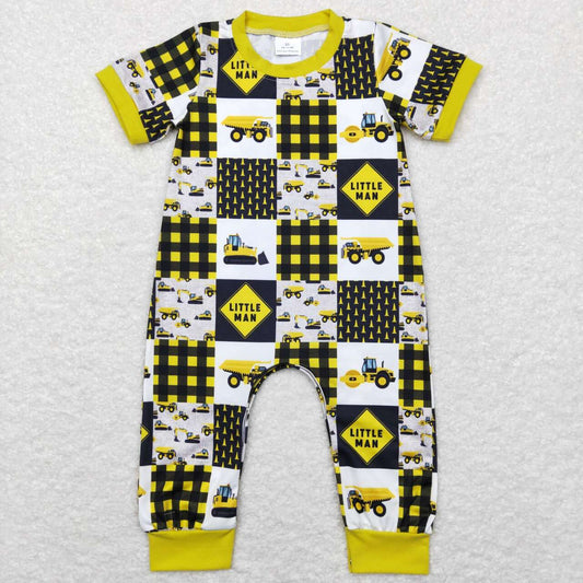 baby boy short sleeve construction romper