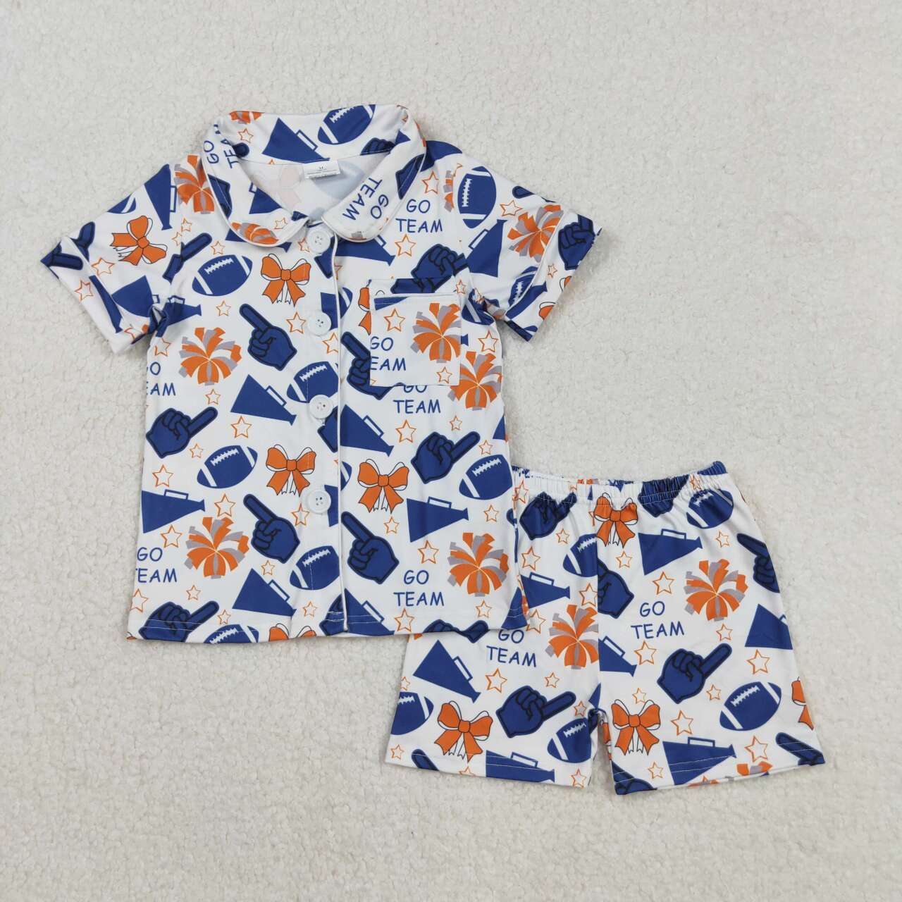 Football blue cheer set girls summer pajama set