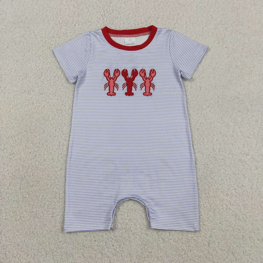 toddle boy embroidery crawfish design romper