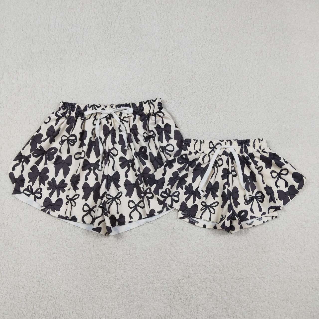 Mommy and me black bow summer shorts