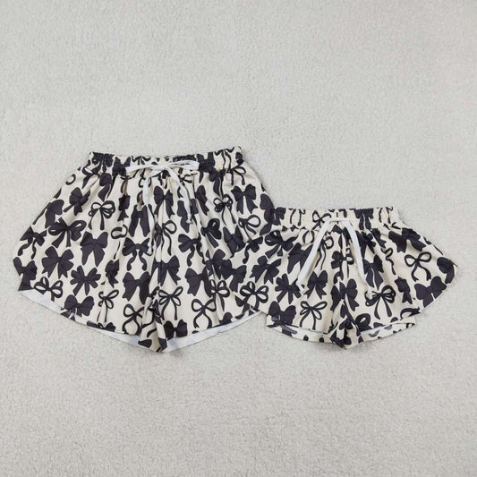 Mommy and me black bow summer shorts