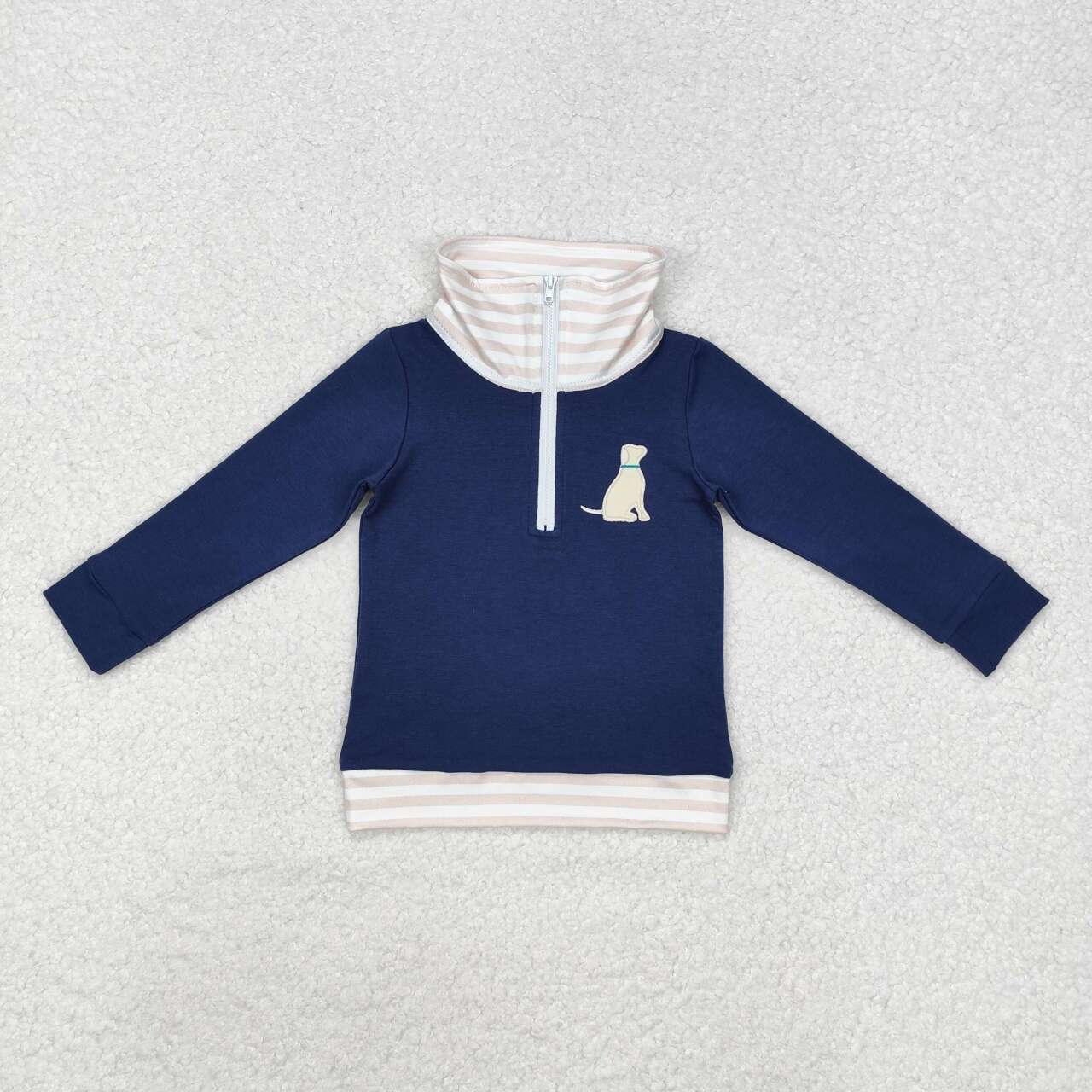 Baby Boy Embroidery Hunting Dog Long Sleeve Pullover