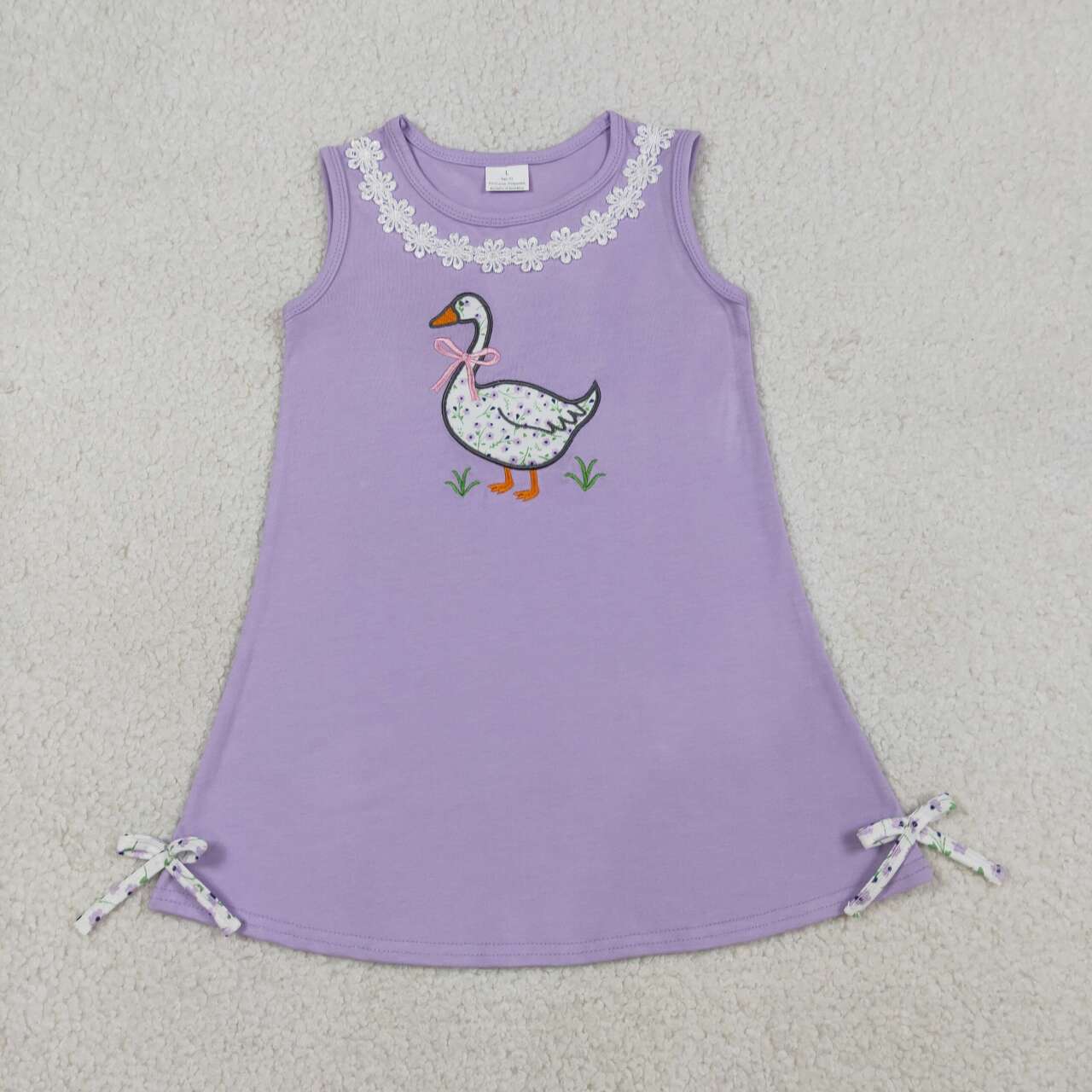 Floral goose embroidery design summer dress