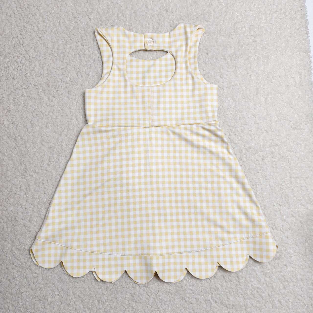 Yellow plaid color girls yoga dress