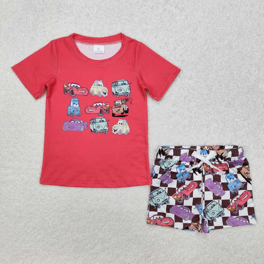 Baby boy cartoon car summer outfit