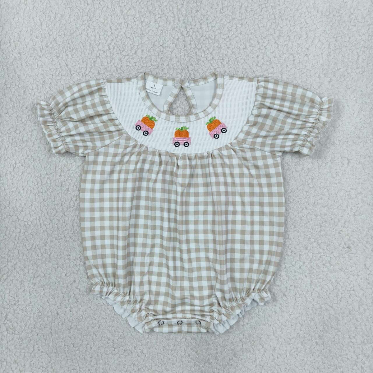 Toddle baby girl fall pumpkin short sleeve smocked romper