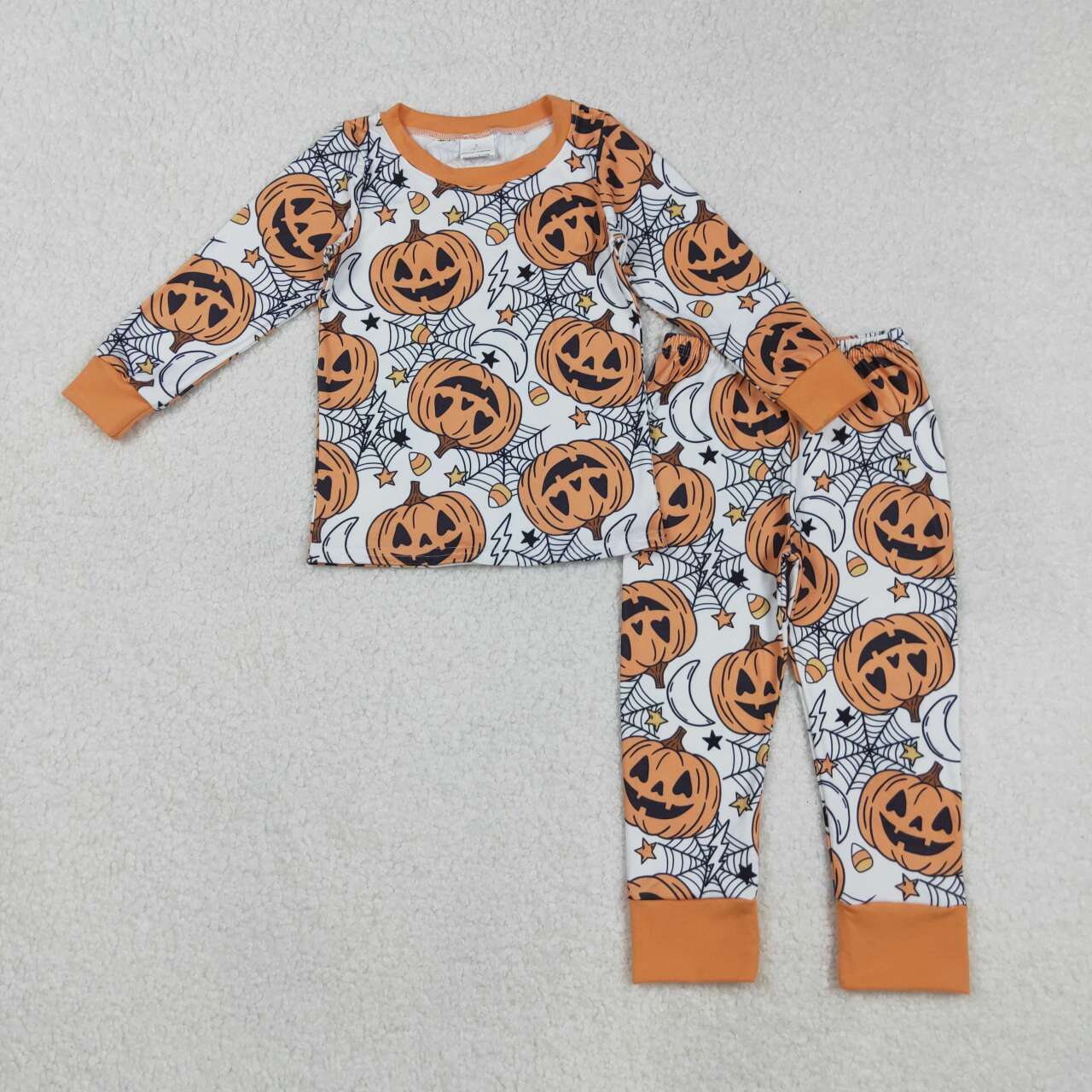 Halloween pumpkins kids boy long sleeve matching pajama set