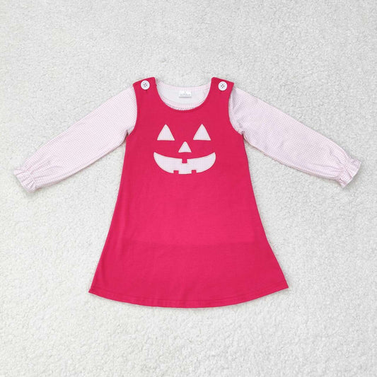 wholesale kids girls pink long sleeve top halloween embroidery pumpkin dress 2pcs clothes