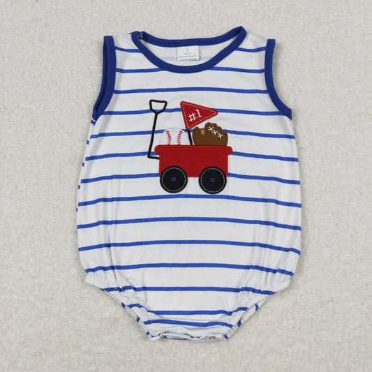 toddle baby boy embroidery baseball game day romper