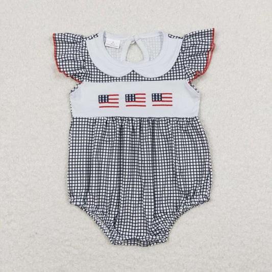 toddle girls embroidery American flag july 4th romper