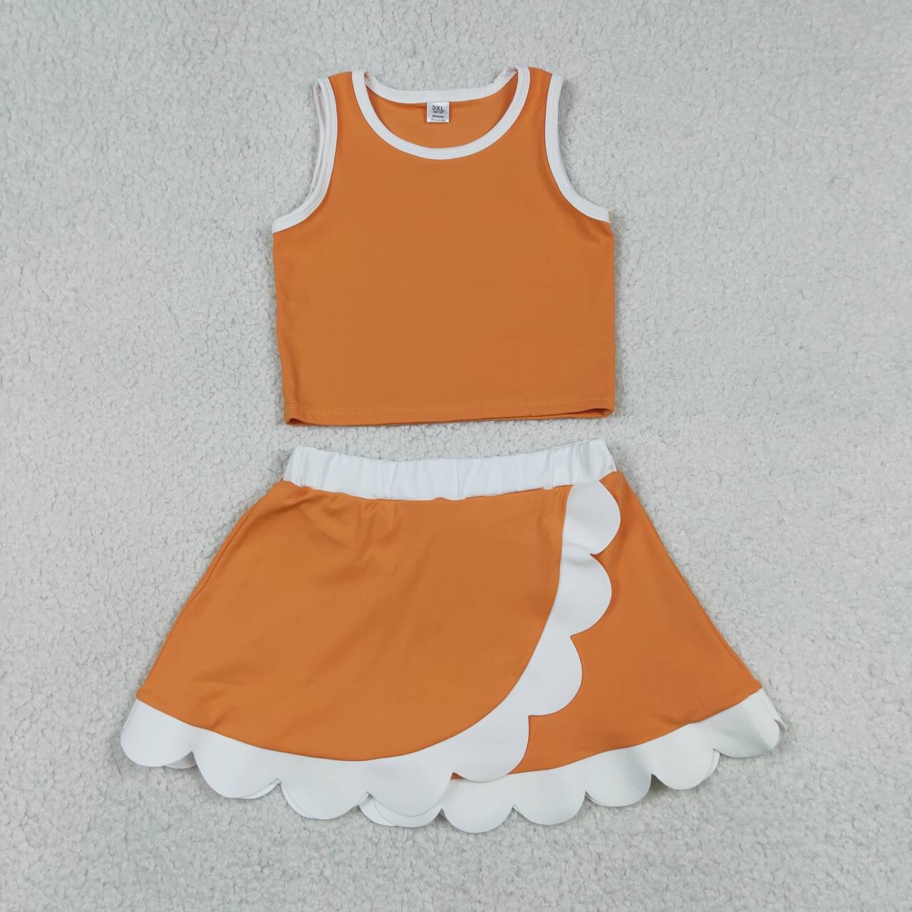 Orange tank top matching skorts girls summer yoga set